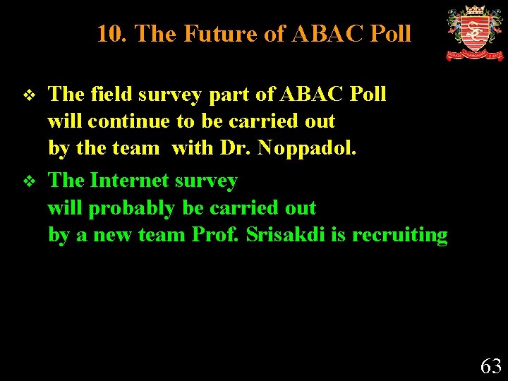 10. The Future of ABAC Poll v v The field survey part of ABAC