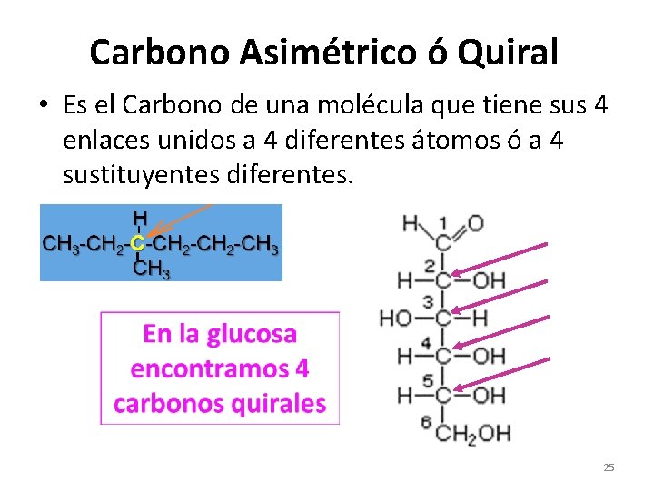 Carbono Asimétrico ó Quiral • Es el Carbono de una molécula que tiene sus