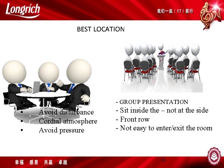 BEST LOCATION • • 2 TO 1 Avoid disturbance Cordial atmosphere Avoid pressure -