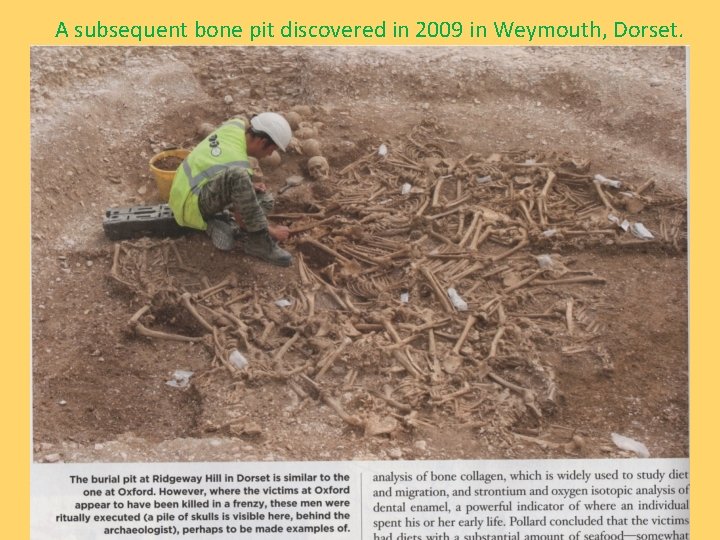 A subsequent bone pit discovered in 2009 in Weymouth, Dorset. 