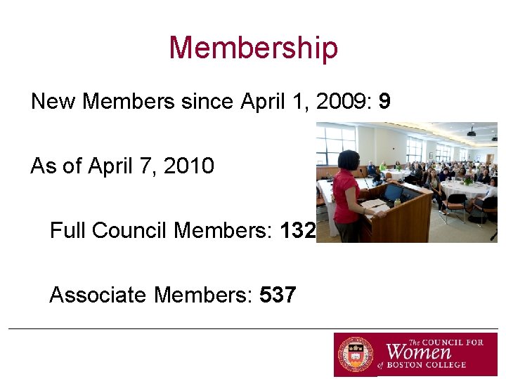 Membership New Members since April 1, 2009: 9 As of April 7, 2010 Full