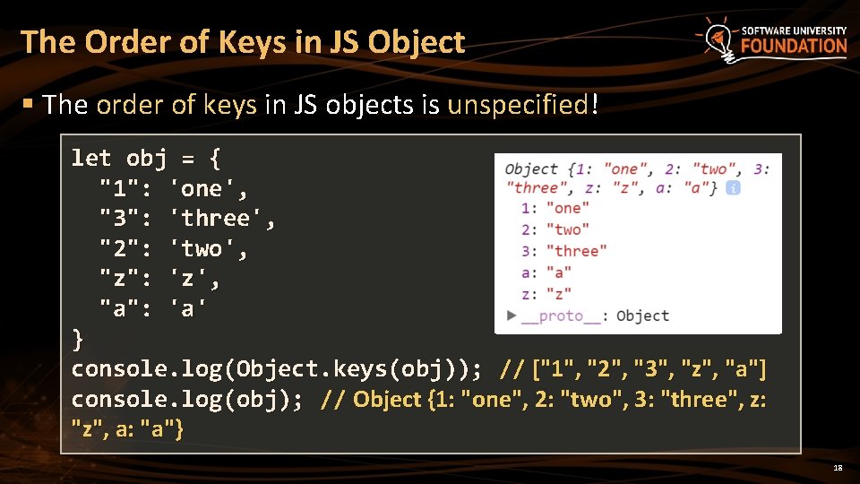 The Order of Keys in JS Object § The order of keys in JS The Order of Keys in JS Object § The order of keys in JS