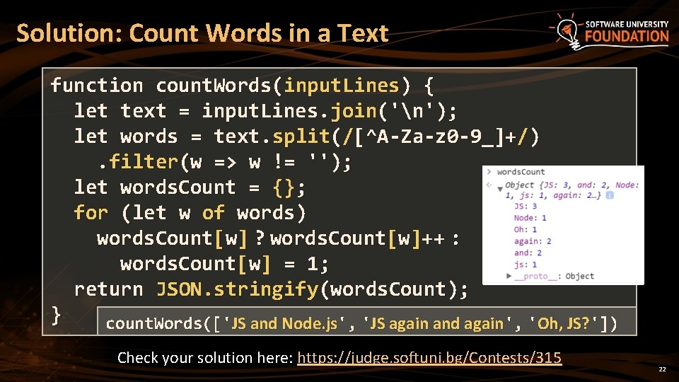 Solution: Count Words in a Text function count. Words(input. Lines) { let text = Solution: Count Words in a Text function count. Words(input. Lines) { let text =