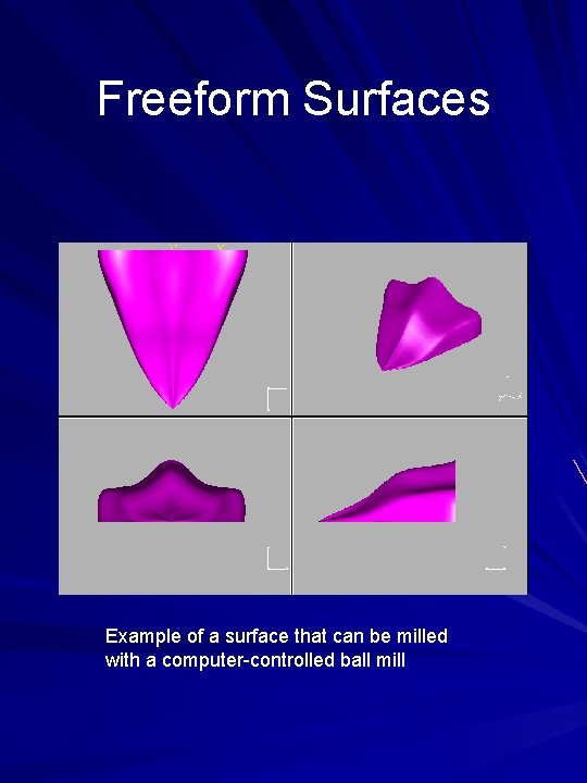 Freeform Surfaces Example of a surface that can be milled with a computer-controlled ball