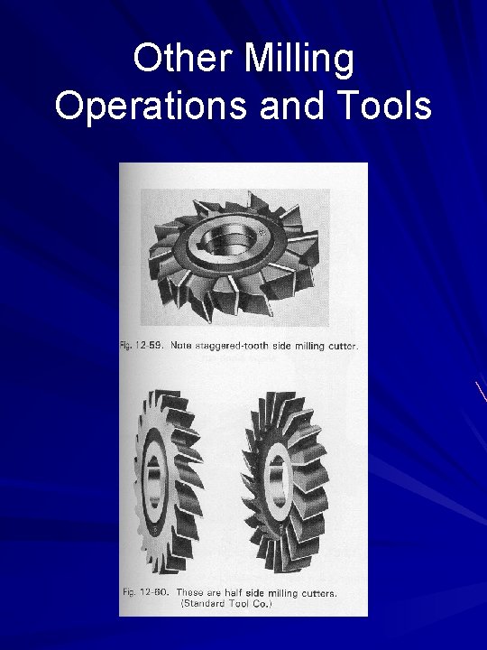 Other Milling Operations and Tools 