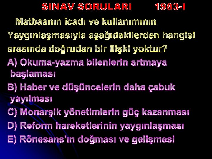 SINAV SORULARI 1983 -I 