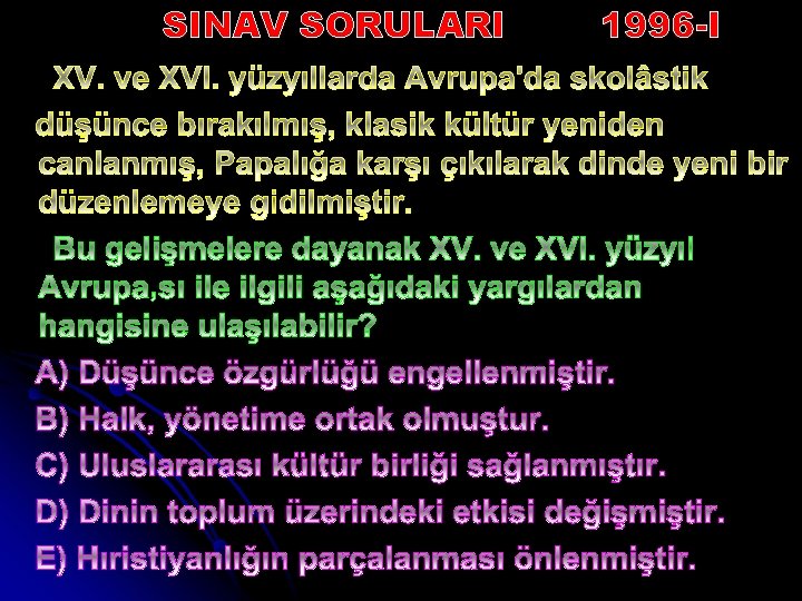 SINAV SORULARI 1996 -I 