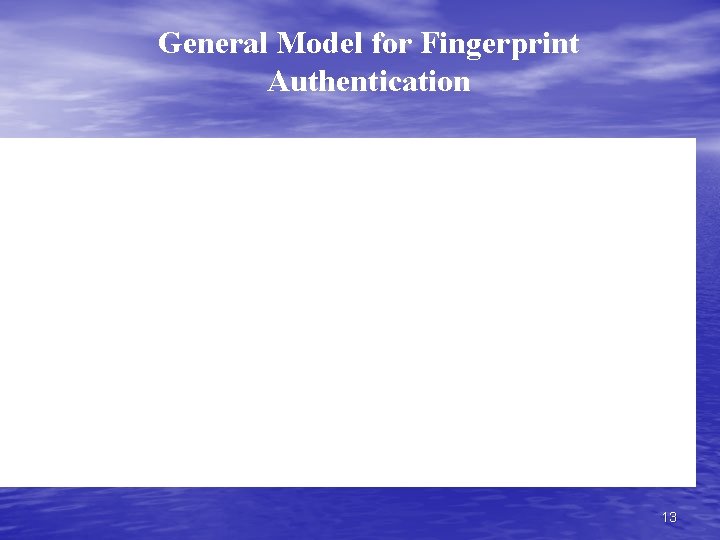 General Model for Fingerprint Authentication 13 General Model for Fingerprint Authentication 13