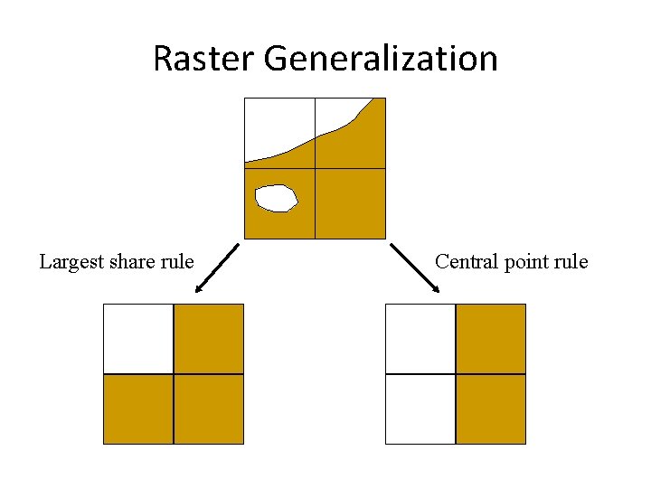 Raster Generalization Largest share rule Central point rule 