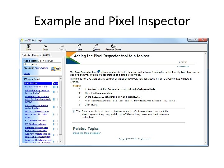 Example and Pixel Inspector 