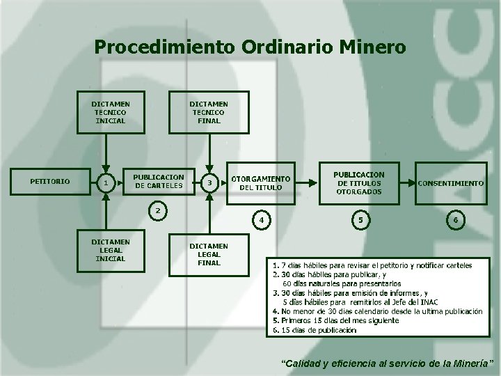 Procedimiento Ordinario Minero “Calidad y eficiencia al servicio de la Minería” 
