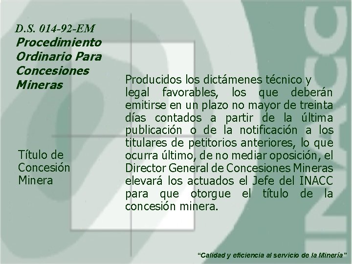 D. S. 014 -92 -EM Procedimiento Ordinario Para Concesiones Mineras Título de Concesión Minera