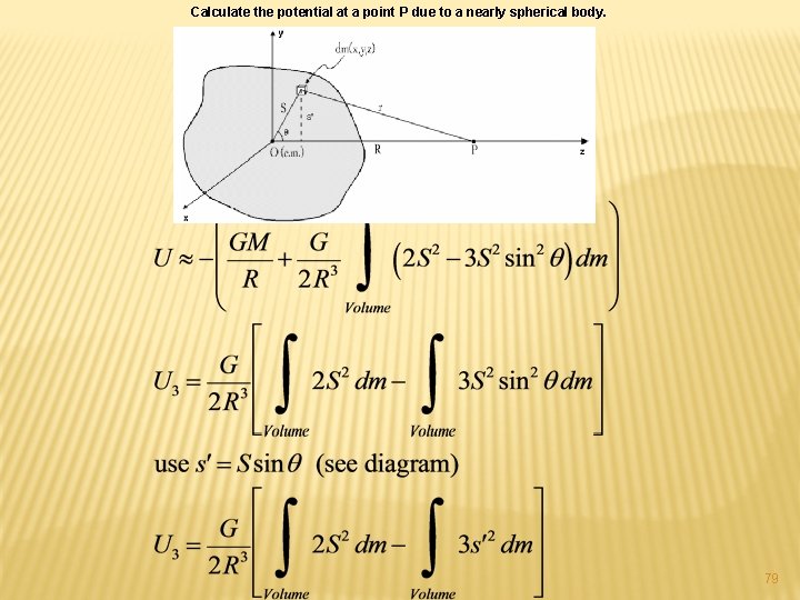 Calculate the potential at a point P due to a nearly spherical body. 79