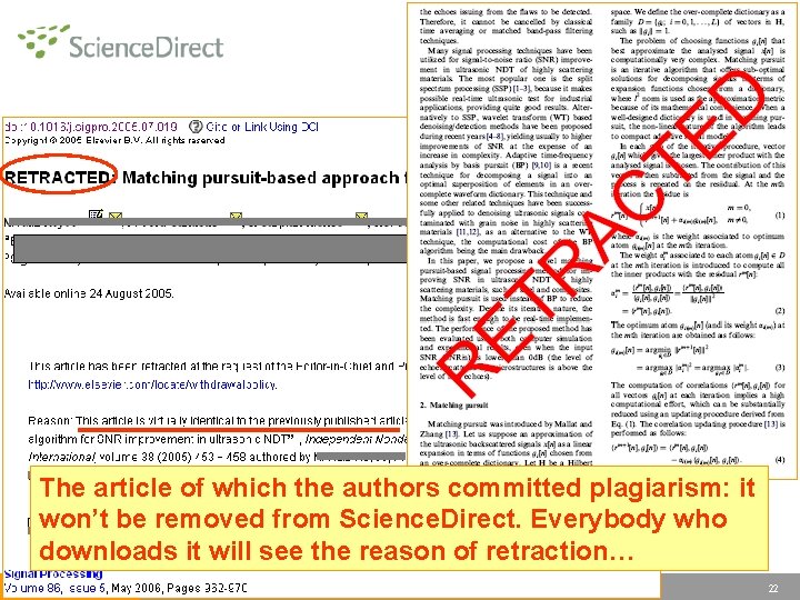 The article of which the authors committed plagiarism: it won’t be removed from Science.