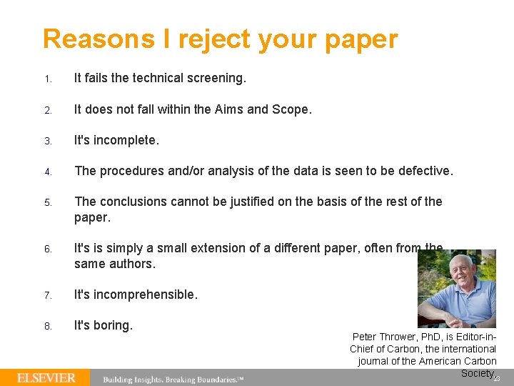 Reasons I reject your paper 1. It fails the technical screening. 2. It does