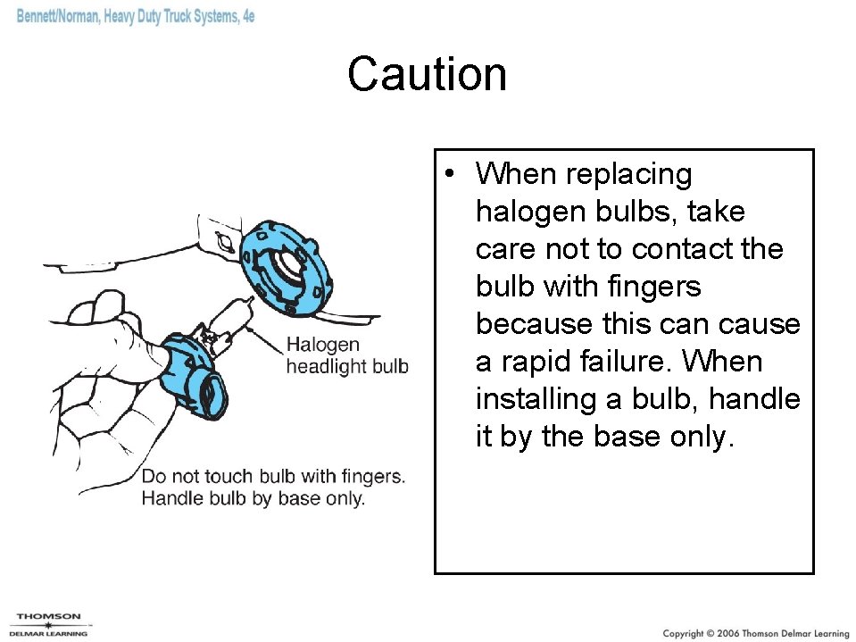 Caution • When replacing halogen bulbs, take care not to contact the bulb with