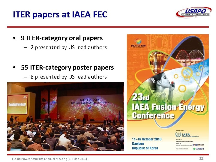 ITER papers at IAEA FEC • 9 ITER-category oral papers – 2 presented by