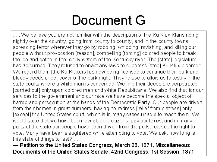 Document G. . . We believe you are not familiar with the description of