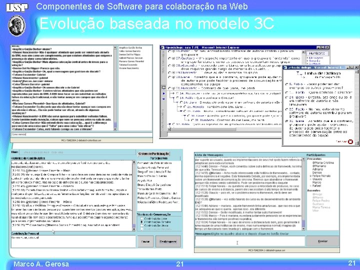 Componentes de Software para colaboração na Web Evolução baseada no modelo 3 C Marco