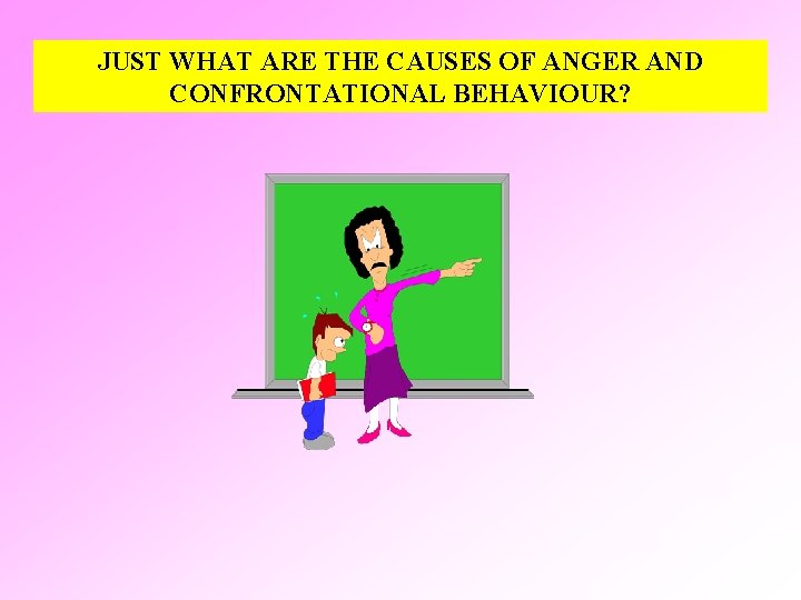 JUST WHAT ARE THE CAUSES OF ANGER AND CONFRONTATIONAL BEHAVIOUR? 