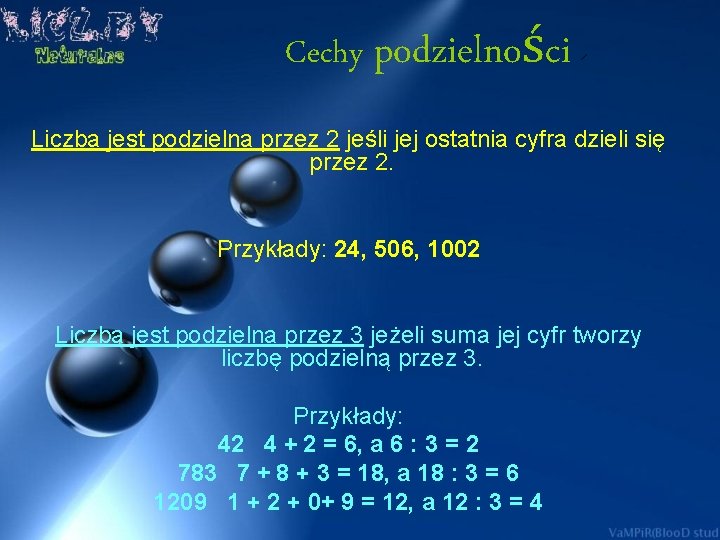 LICZBY Naturalne Liczby naturalne Spis tresci Dodawanie Odejmowanie