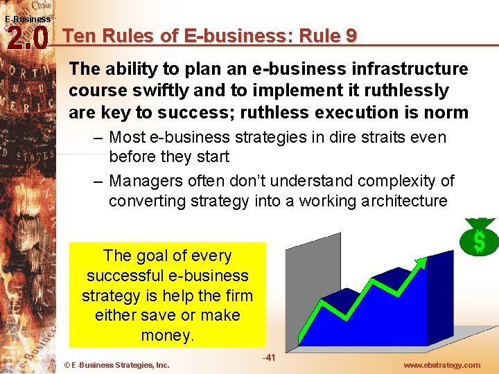 E-Business Ten Rules of E-business: Rule 9 The ability to plan an e-business infrastructure E-Business Ten Rules of E-business: Rule 9 The ability to plan an e-business infrastructure