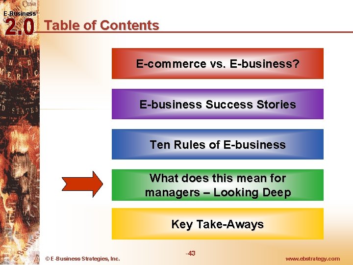 E-Business Table of Contents E-commerce vs. E-business? E-business Success Stories Ten Rules of E-business E-Business Table of Contents E-commerce vs. E-business? E-business Success Stories Ten Rules of E-business