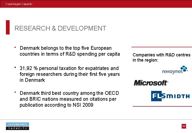 Copenhagen Capacity RESEARCH & DEVELOPMENT Denmark belongs to the top five European countries in