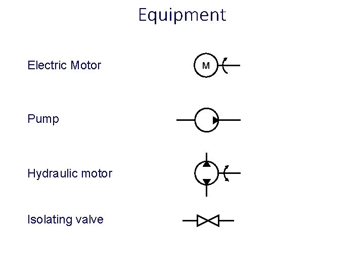 Equipment Electric Motor Pump Hydraulic motor Isolating valve M 