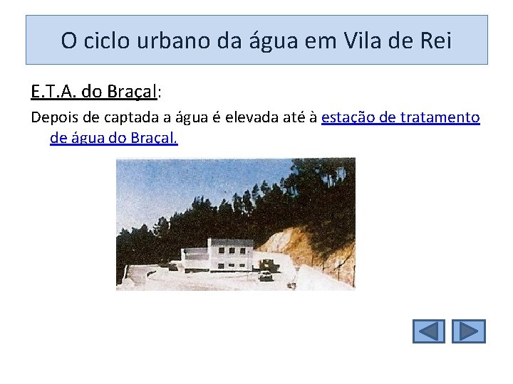 O ciclo urbano da água em Vila de Rei E. T. A. do Braçal: