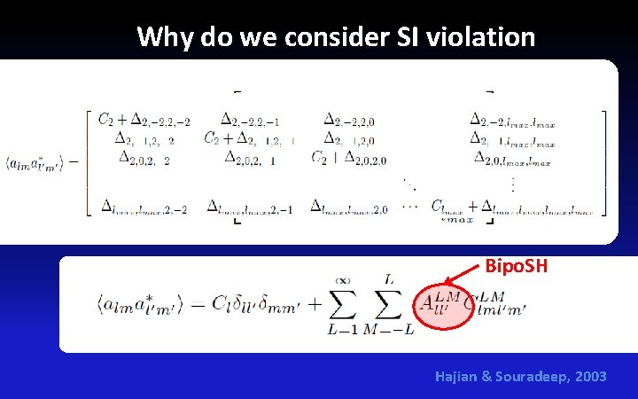 Why do we consider SI violation Bipo. SH Hajian & Souradeep, 2003 