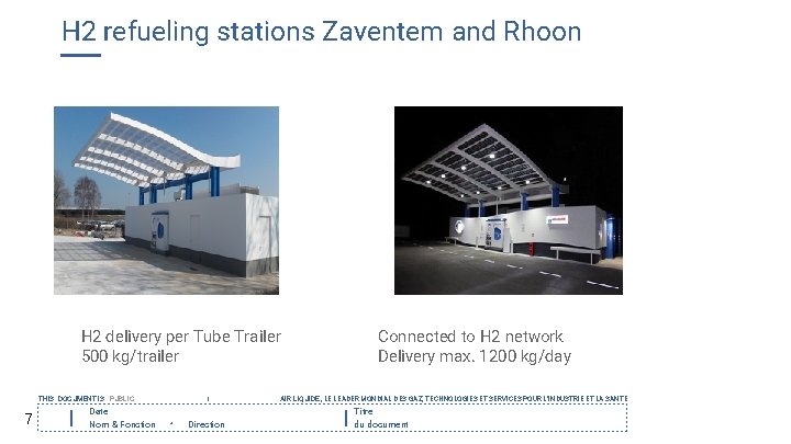 H 2 refueling stations Zaventem and Rhoon H 2 delivery per Tube Trailer 500