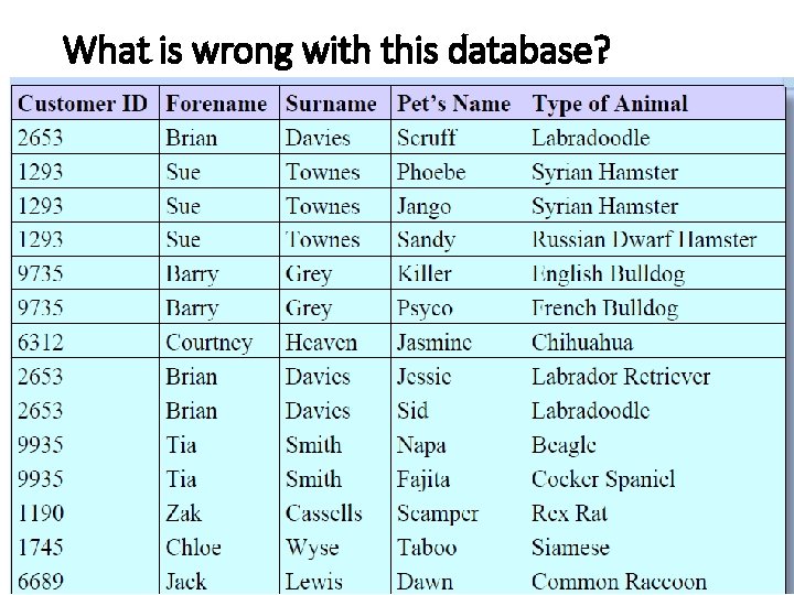 What is wrong with this database? 