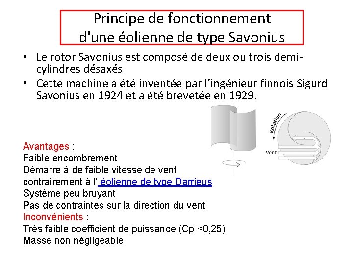 Principe de fonctionnement d'une éolienne de type Savonius • Le rotor Savonius est composé