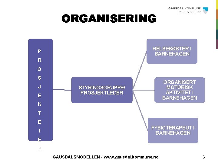 HELSESØSTER I BARNEHAGEN P R O S J E ORGANISERT MOTORISK AKTIVITET I BARNEHAGEN