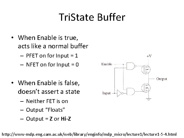 Tri. State Buffer • When Enable is true, acts like a normal buffer –