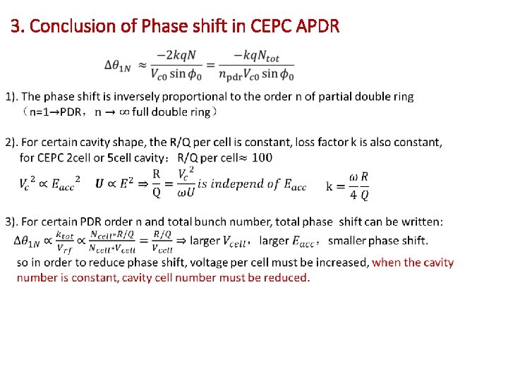 3. Conclusion of Phase shift in CEPC APDR 