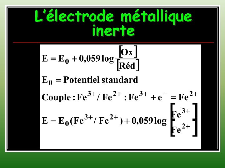 L’électrode métallique inerte 