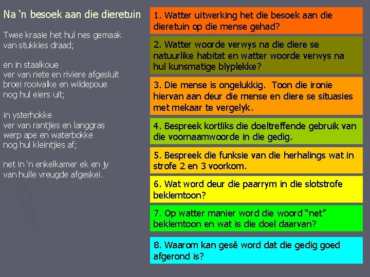 Na ‘n besoek aan dieretuin Twee kraaie het hul nes gemaak van stukkies draad;