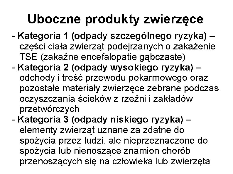 Uboczne produkty zwierzęce - Kategoria 1 (odpady szczególnego ryzyka) – części ciała zwierząt podejrzanych