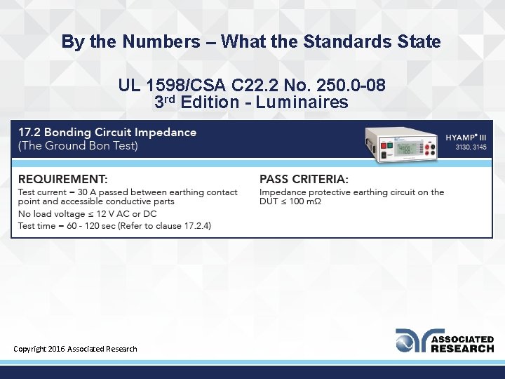 By the Numbers – What the Standards State UL 1598/CSA C 22. 2 No.