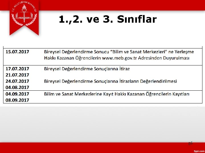 1. , 2. ve 3. Sınıflar 56 