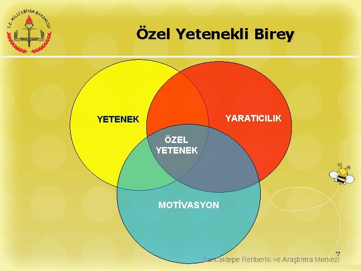 Özel Yetenekli Birey YARATICILIK YETENEK ÖZEL YETENEK MOTİVASYON 7 Sancaktepe Rehberlik ve Araştırma Merkezi