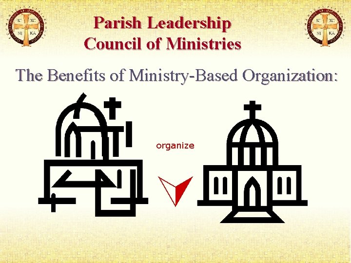 Parish Leadership Council of Ministries The Benefits of Ministry-Based Organization: organize 