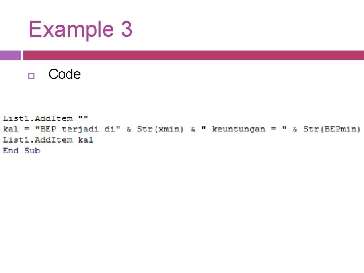 Example 3 Code 