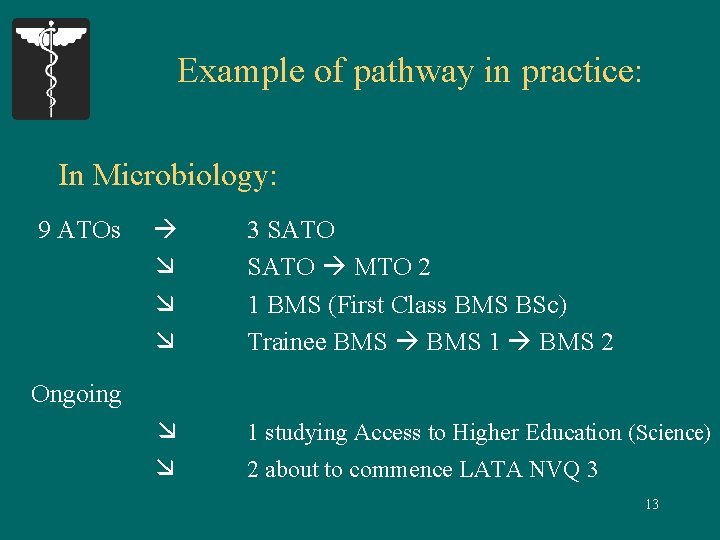 Example of pathway in practice: In Microbiology: 9 ATOs 3 SATO MTO 2 1