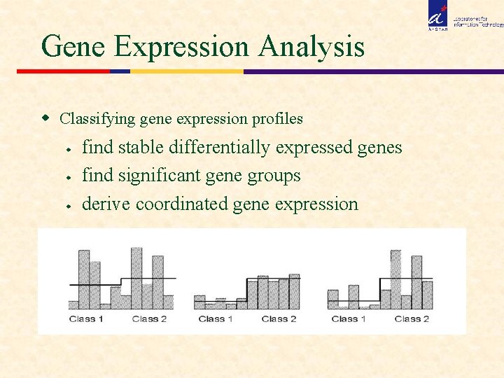 Gene Expression Analysis w Classifying gene expression profiles w w w find stable differentially