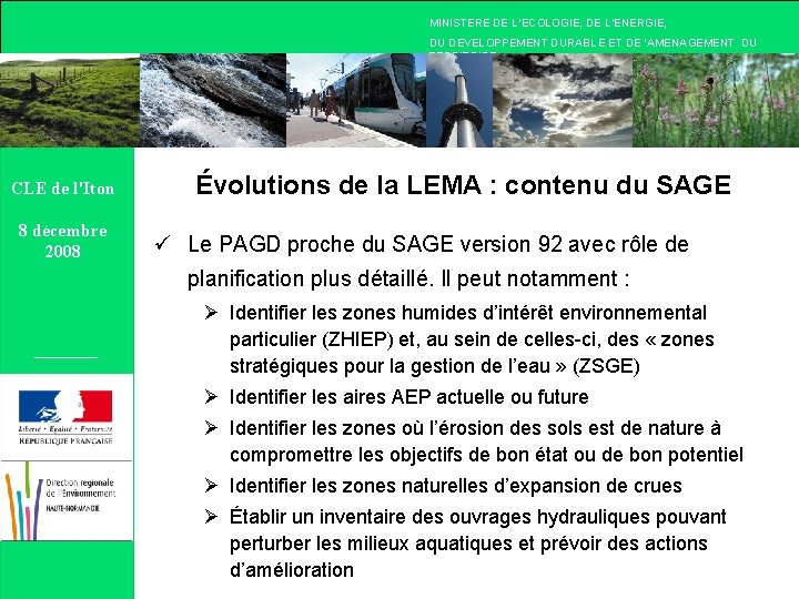 MINISTERE DE L’ECOLOGIE, DE L’ENERGIE, DU DEVELOPPEMENT DURABLE ET DE ‘AMENAGEMENT DU TERRITOIRE AGEMENT