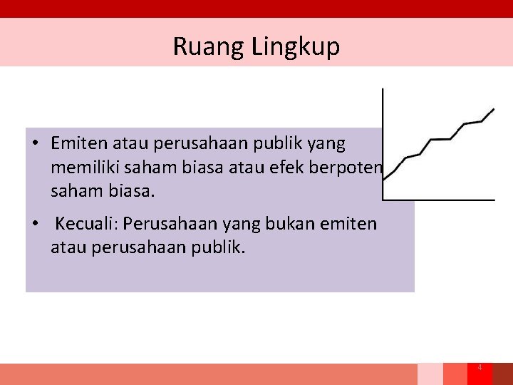 Ruang Lingkup • Emiten atau perusahaan publik yang memiliki saham biasa atau efek berpotensi Ruang Lingkup • Emiten atau perusahaan publik yang memiliki saham biasa atau efek berpotensi