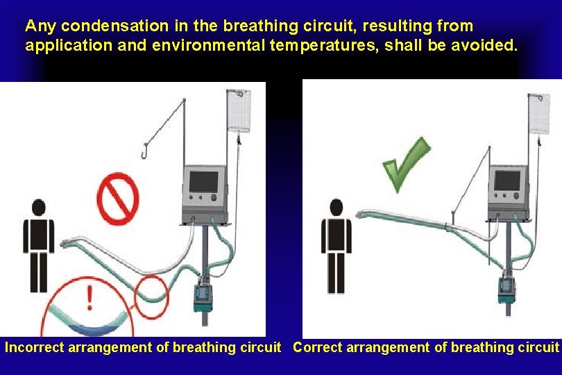 Any condensation in the breathing circuit, resulting from application and environmental temperatures, shall be